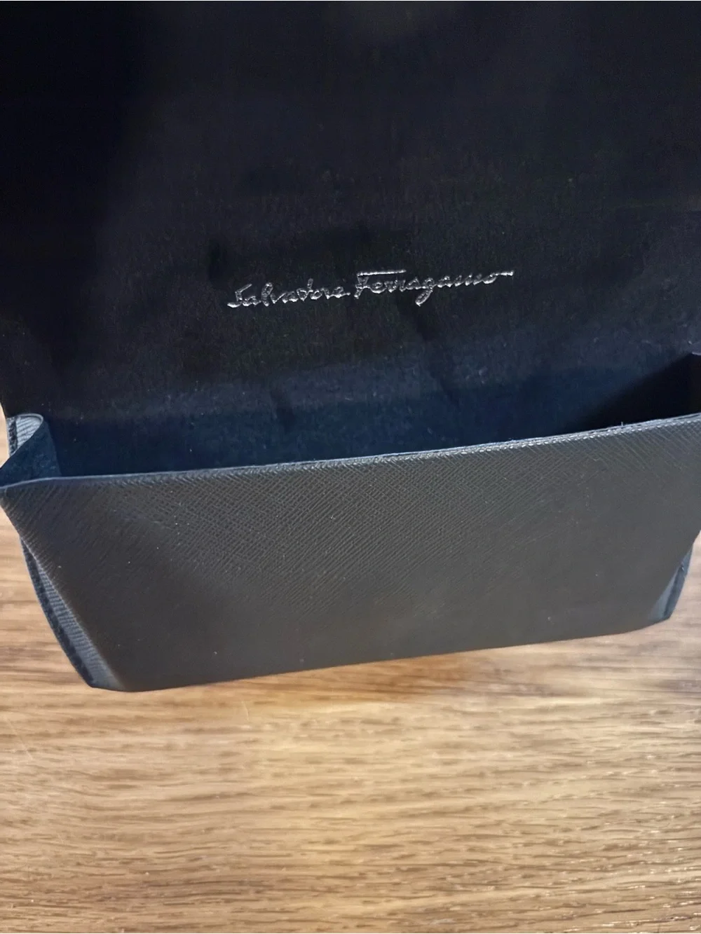 Salvatore Ferragamo hard-shell sunglasses case textured exterior embossed logo